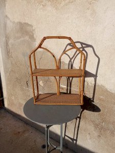 Rattan wall shelf