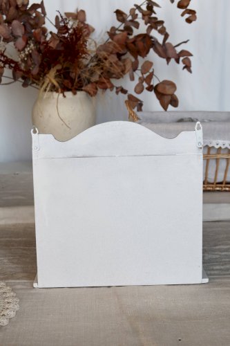 Étagère murale vintage bois blanc (pin) 9 tiroirs