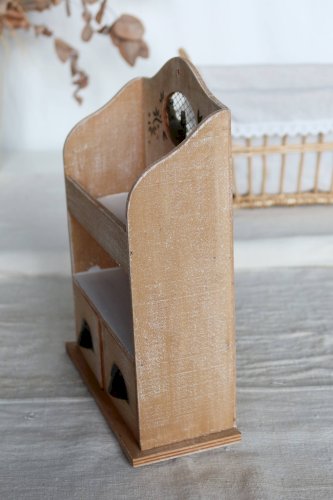 Étagère murale vintage bois et blanc 2 tiroirs