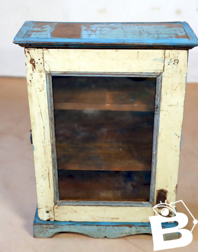 Etagère murale vitrée en teck birman