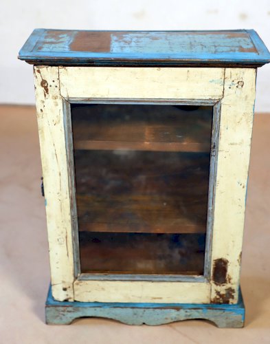 Etagère murale vitrée en teck birman