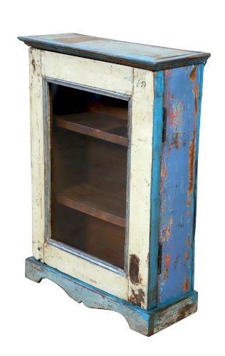 Etagère murale vitrée en teck birman