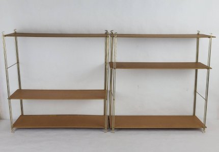 Etagère String en bois et métal doré 1960