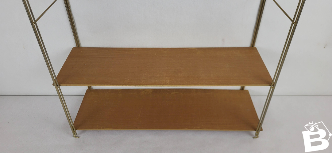 Etagère String en bois et métal doré 1960