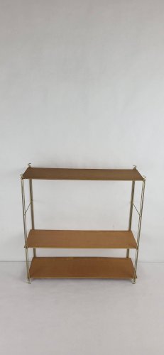 Etagère String en bois et métal doré 1960