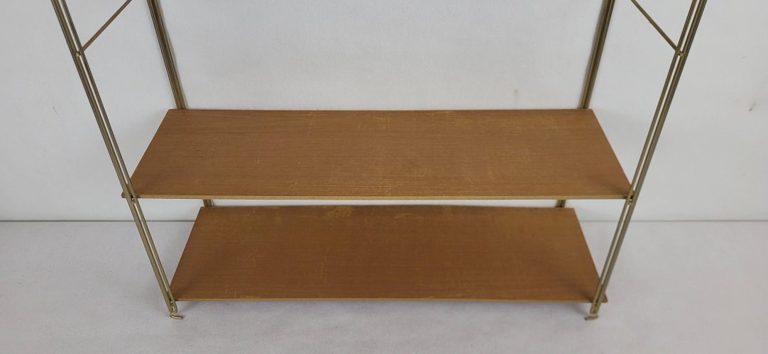 Etagère String en bois et métal doré 1960