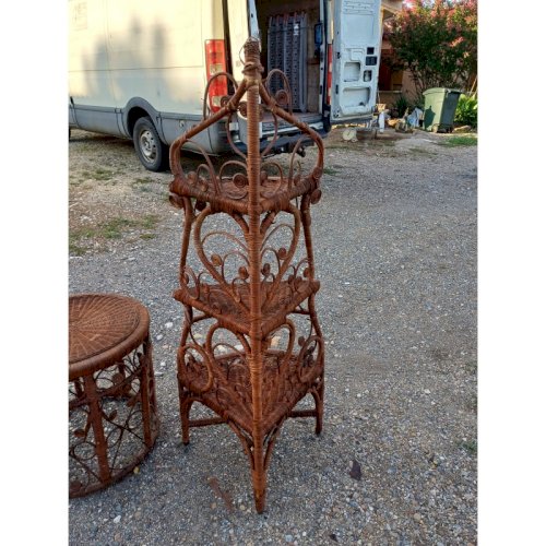 étagére + Table basse Vintage en Osier