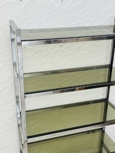 Vintage Italian design shelf chrome and smoked glass 70s
