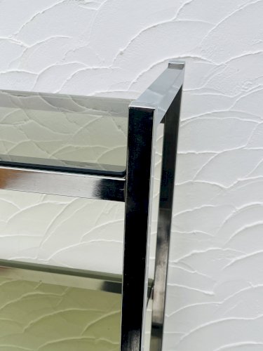 Étagère vintage design italien chrome et verre fumé années 70