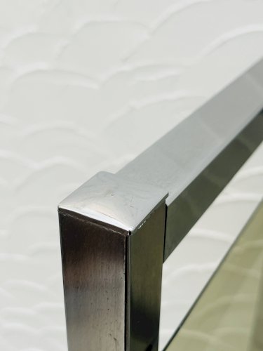 Étagère vintage design italien chrome et verre fumé années 70