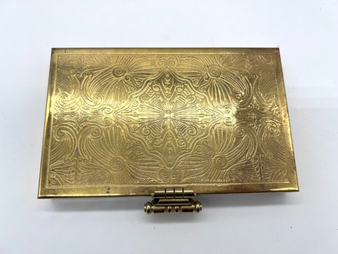 Étui à cigarettes ancien laiton IND Farol Brasil avec miroir compartiments