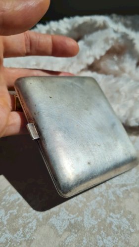 Etui ancien à cigarettes en métal argenté monogramme M-S