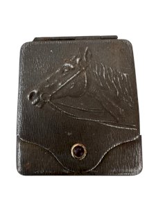 Étui pour carte ou fumeur boîte XIXe siècle cheval collection ancienne Vintage