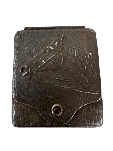 Étui pour carte ou fumeur boîte XIXe siècle cheval collection ancienne Vintage
