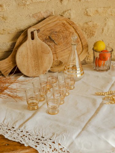 Eugène, le lot d'1 carafe et 8 verres dorés N°206