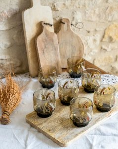 Eugène, the batch of 7 smoked glasses No. 68