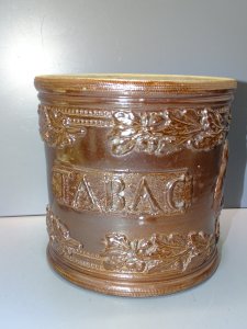 -EXCEPTIONNEL GRAND POT A TABAC GRES de BEAUVAISIS MANQUE COUVERCLE VITRINE   D