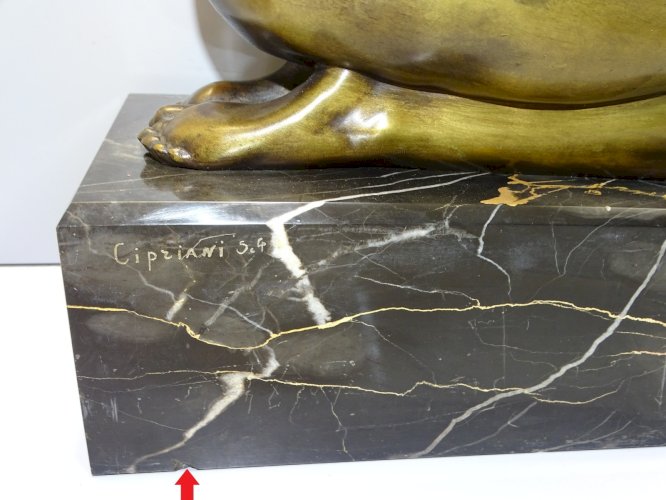 -EXCEPTIONNEL IMPORTANT BRONZE de CIPRIANI FEMME A L'ARC ART DECO SOCLE MARBRE D