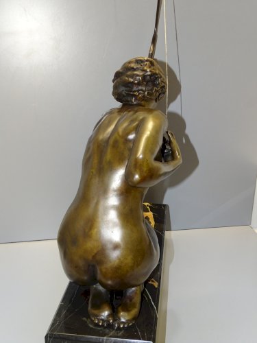 -EXCEPTIONNEL IMPORTANT BRONZE de CIPRIANI FEMME A L'ARC ART DECO SOCLE MARBRE D