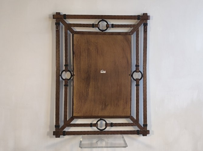 ?✨ Exceptionnel Miroir Jean-Pierre Ryckaert Fer façon cuir, France années 1960 ✨?