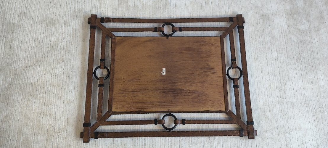 ?✨ Exceptionnel Miroir Jean-Pierre Ryckaert Fer façon cuir, France années 1960 ✨?