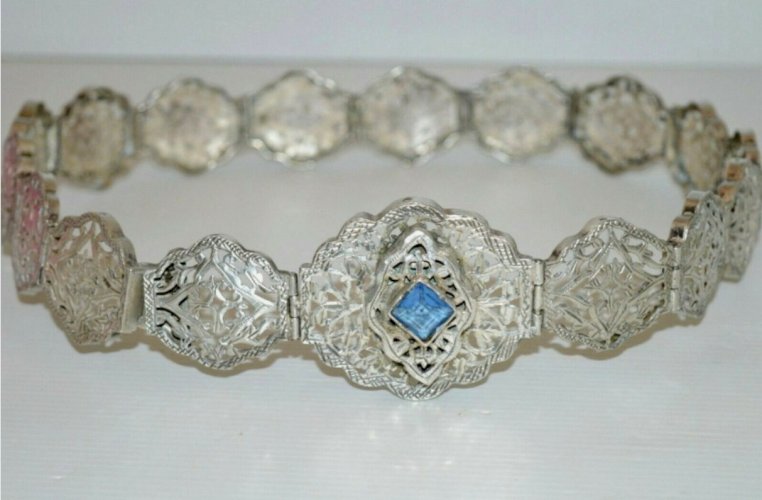 EXCEPTIONNELLE CEINTURE ARGENT ORIENTALE ARTICULEE Poinçon tête de Bélier XIXe D