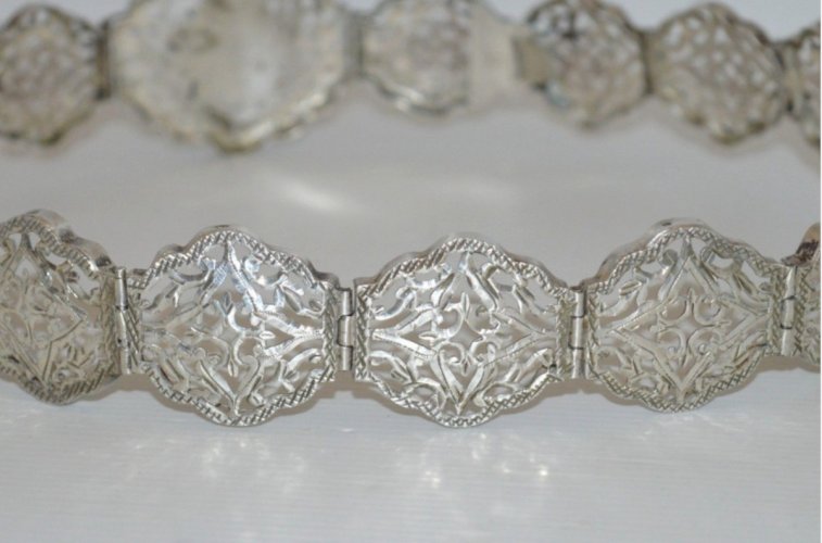 EXCEPTIONNELLE CEINTURE ARGENT ORIENTALE ARTICULEE Poinçon tête de Bélier XIXe D
