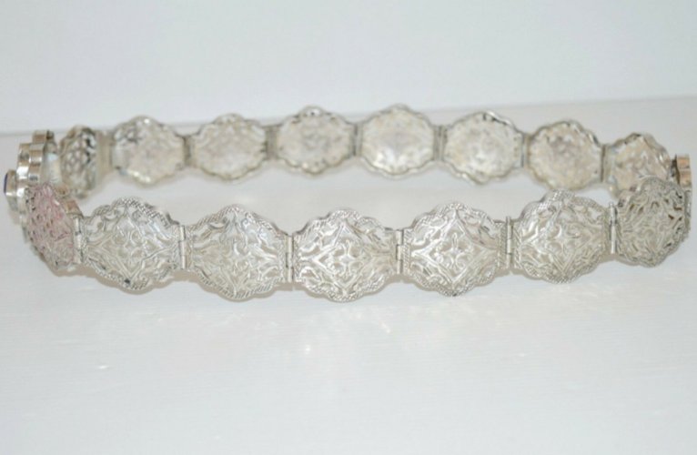 EXCEPTIONNELLE CEINTURE ARGENT ORIENTALE ARTICULEE Poinçon tête de Bélier XIXe D