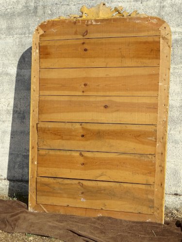 - EXCEPTIONNELLE GRANDE GLACE MIROIR  BOIS DORE FRONTON STYLE LOUIS PHILIPPE  D