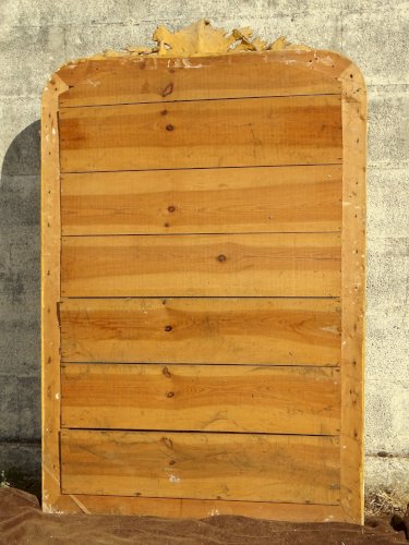 - EXCEPTIONNELLE GRANDE GLACE MIROIR  BOIS DORE FRONTON STYLE LOUIS PHILIPPE  D