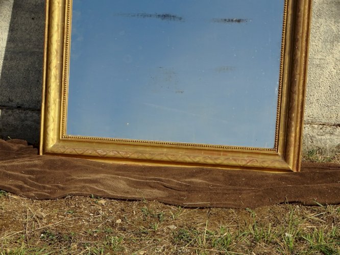 - EXCEPTIONNELLE GRANDE GLACE MIROIR  BOIS DORE FRONTON STYLE LOUIS PHILIPPE  D