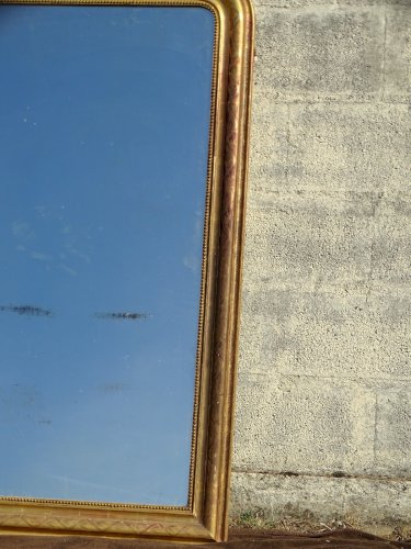 - EXCEPTIONNELLE GRANDE GLACE MIROIR  BOIS DORE FRONTON STYLE LOUIS PHILIPPE  D