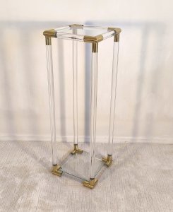 ?✨ Exceptionnelle Sellette colonne Charles Hollis Jones en Lucite & laiton 1970's ✨?