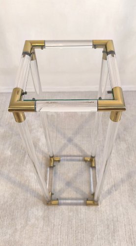 ?✨ Exceptionnelle Sellette colonne Charles Hollis Jones en Lucite & laiton 1970's ✨?
