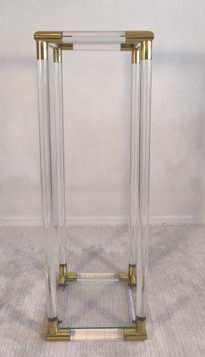 ?✨ Exceptionnelle Sellette colonne Charles Hollis Jones en Lucite & laiton 1970's ✨?