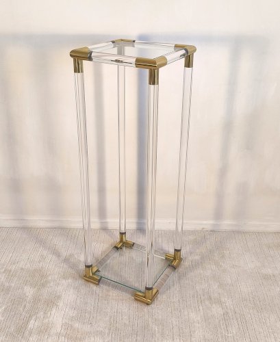 ?✨ Exceptionnelle Sellette colonne Charles Hollis Jones en Lucite & laiton 1970's ✨?