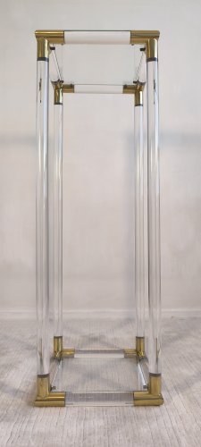 ?✨ Exceptionnelle Sellette colonne Charles Hollis Jones en Lucite & laiton 1970's ✨?