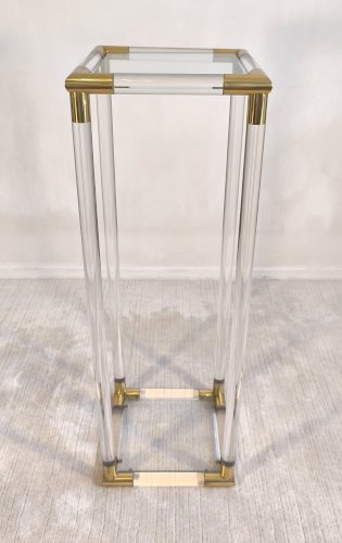 ?✨ Exceptionnelle Sellette colonne Charles Hollis Jones en Lucite & laiton 1970's ✨?