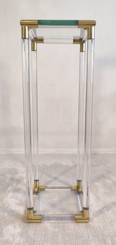 ?✨ Exceptionnelle Sellette colonne Charles Hollis Jones en Lucite & laiton 1970's ✨?
