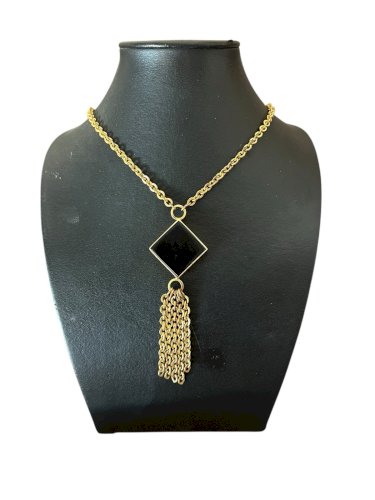 Extra Long Collier Pendentif Vintage Géométric Couture 1960/70 Sautoir Cocktail