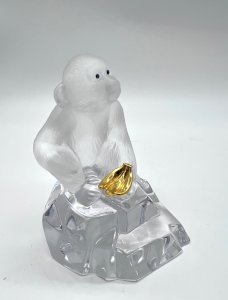 Faberge Crystal Chimpanzee Figurine Franklin Mint Gold Banana 11cm