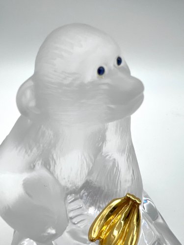 Faberge Crystal Chimpanzee Figurine Franklin Mint Gold Banana 11cm
