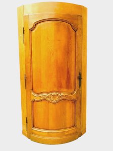 Half-moon corner cabinet front in oak in Louis XV style, 19th century.