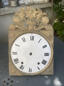 Facade pediment old dial Enamel comtoise clock 19th century SUN KING Clock
