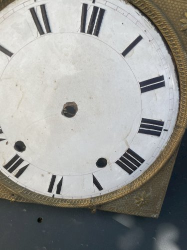 Façade fronton ancien cadran Emaillé horloge comtoise XIX°CLOCK Roi Soleil