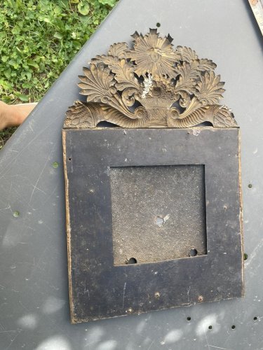 Façade fronton ancien cadran Emaillé horloge comtoise XIX°CLOCK Roi Soleil