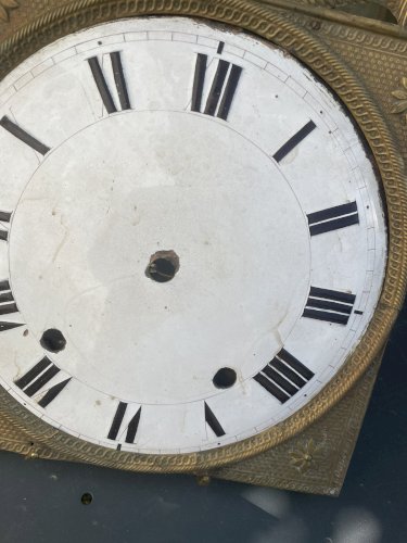 Façade fronton ancien cadran Emaillé horloge comtoise XIX°CLOCK Roi Soleil