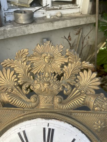 Façade fronton ancien cadran Emaillé horloge comtoise XIX°CLOCK Roi Soleil