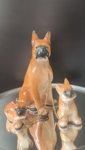 Famille de Boxers en Céramique Vintage (1950/60)