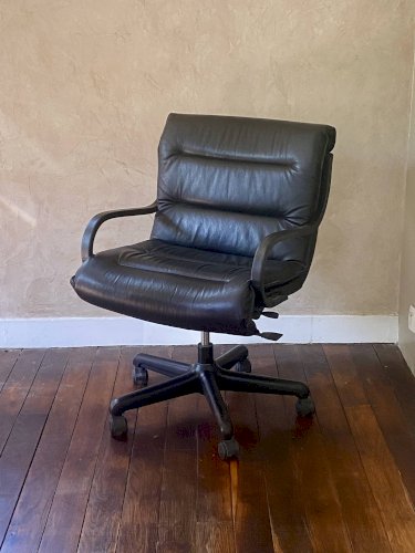 Fauteui de Bureau en cuir Ajustable Année 90